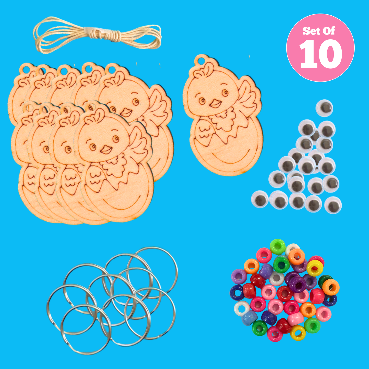 Set of 10 - Easter Chick Keyring