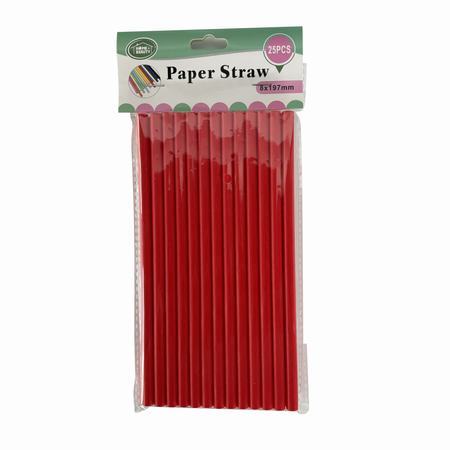 Red Paper Party Straws 25pc