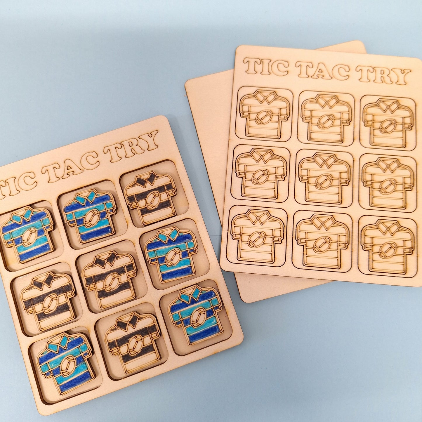 Tic Tac Toe game with a rugby theme