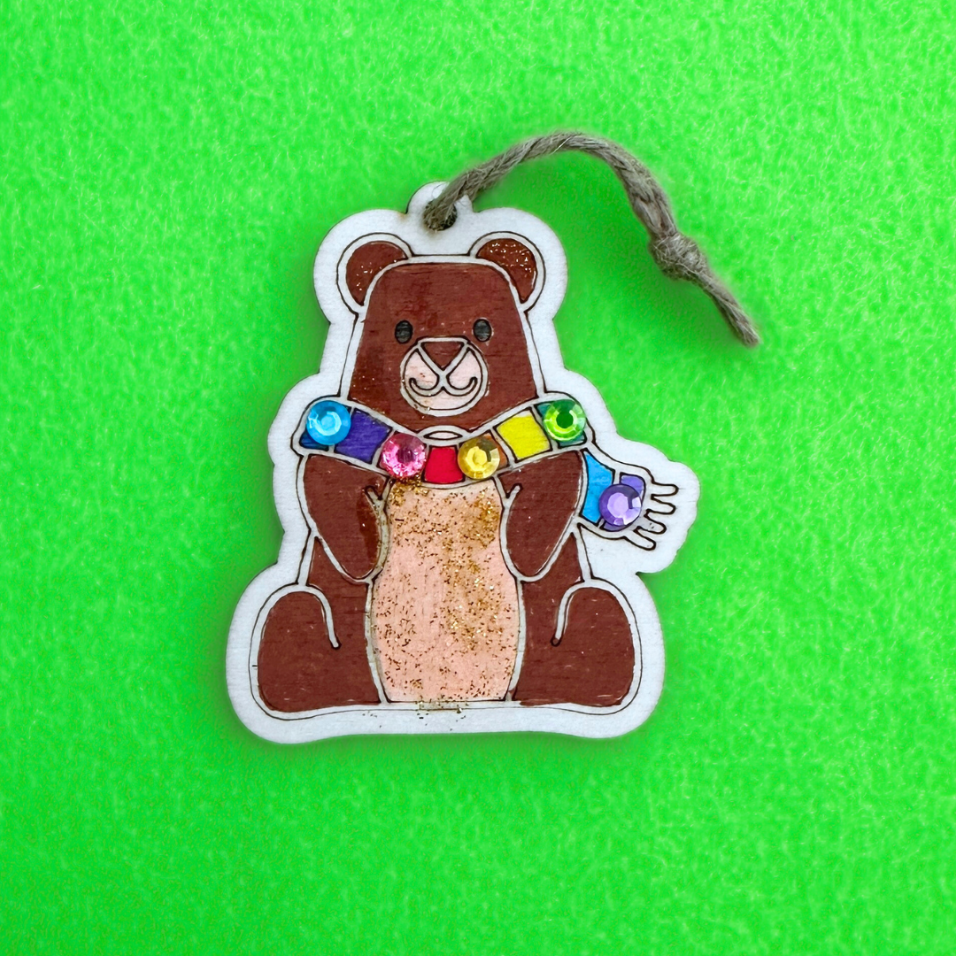 Set of 10 - Bear With Scarf Christmas Decoration