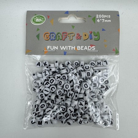 Alphabet Beads White 200pc