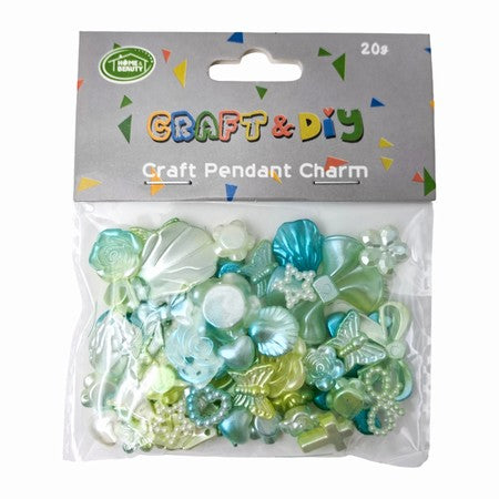 Craft Pendant Charms - Various shapes in Aqua & Light Blue