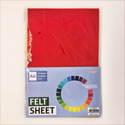 Multi-Coloured A4 Felt Sheets