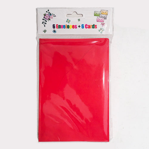 6pc Card and Envelope - Red