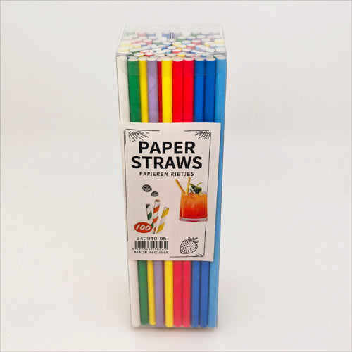Multi Coloured Paper Party Straws 100pc