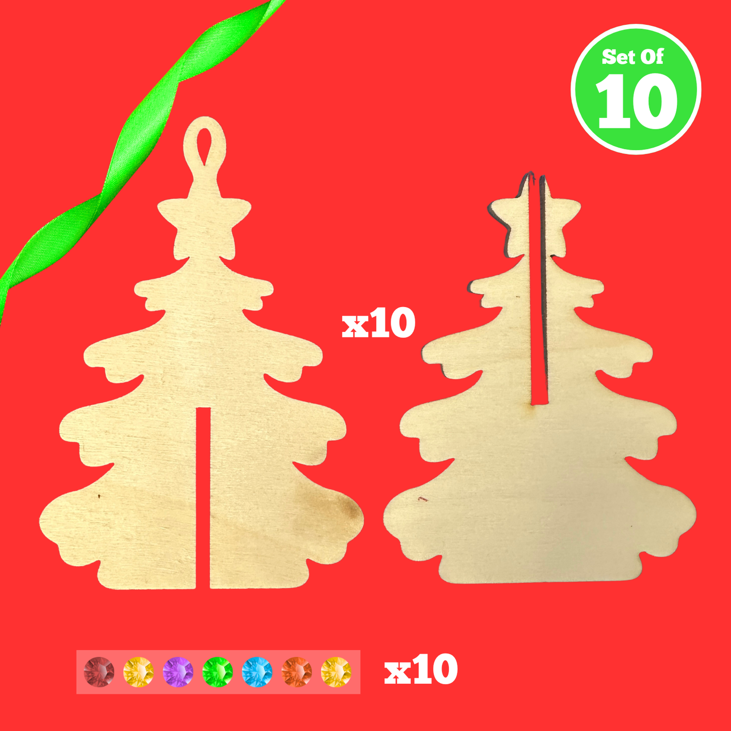 Set of 10 - 3D Christmas Tree (Large)