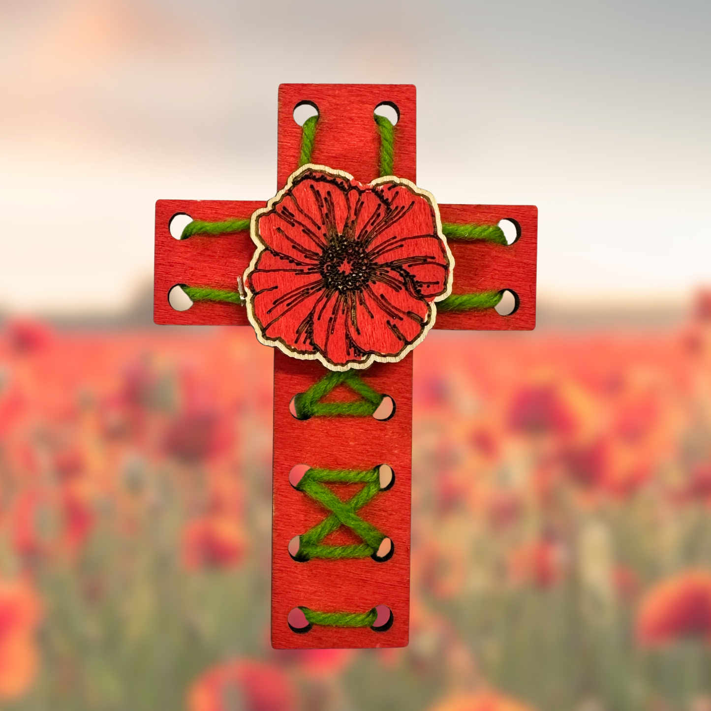 Set of 10 - ANZAC Poppy Woven Cross