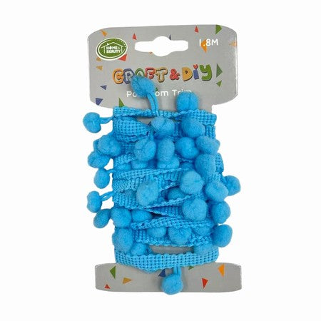Light Blue Pom Pom Trim 1.8m