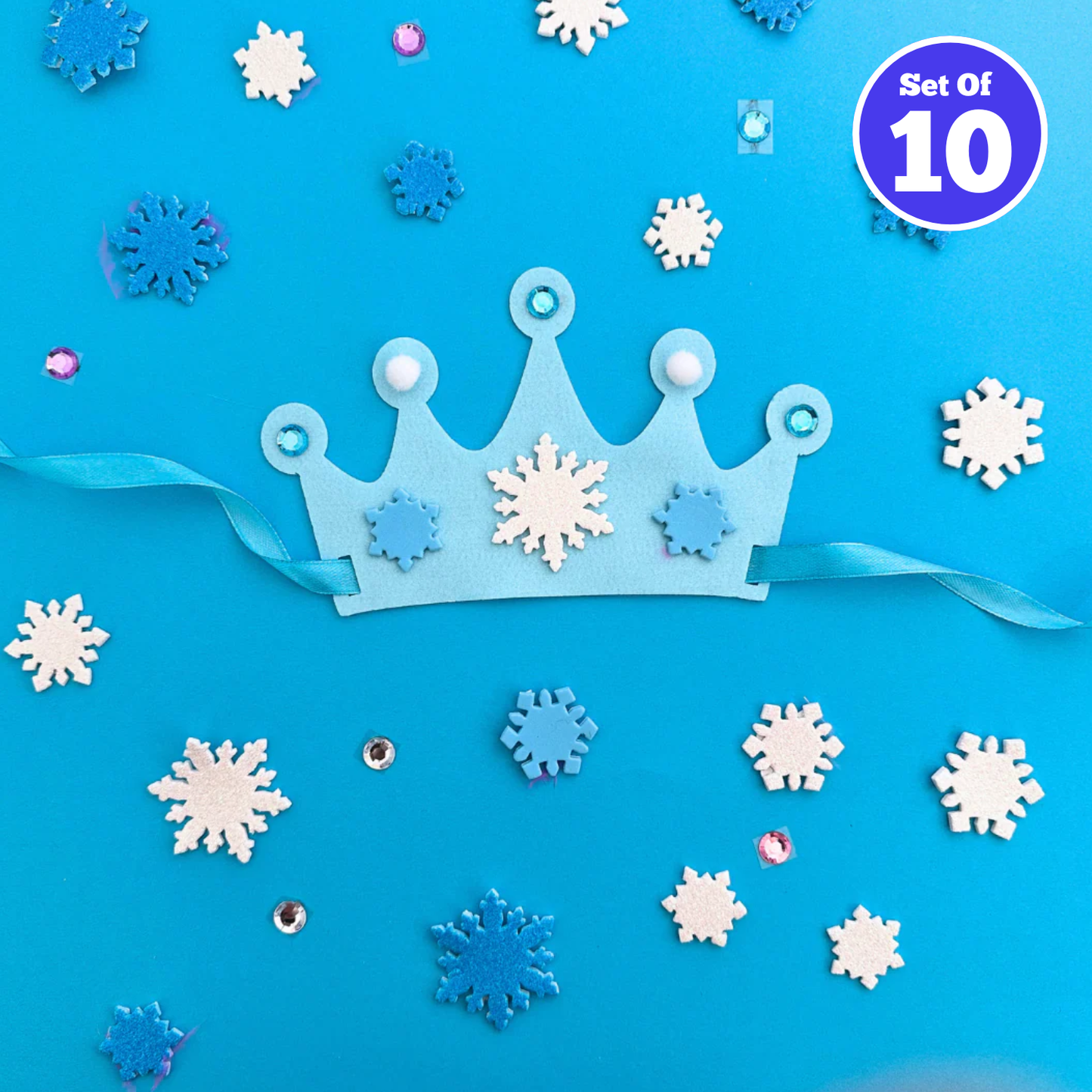 Set of 10 - Snow Princess Felt Tiara