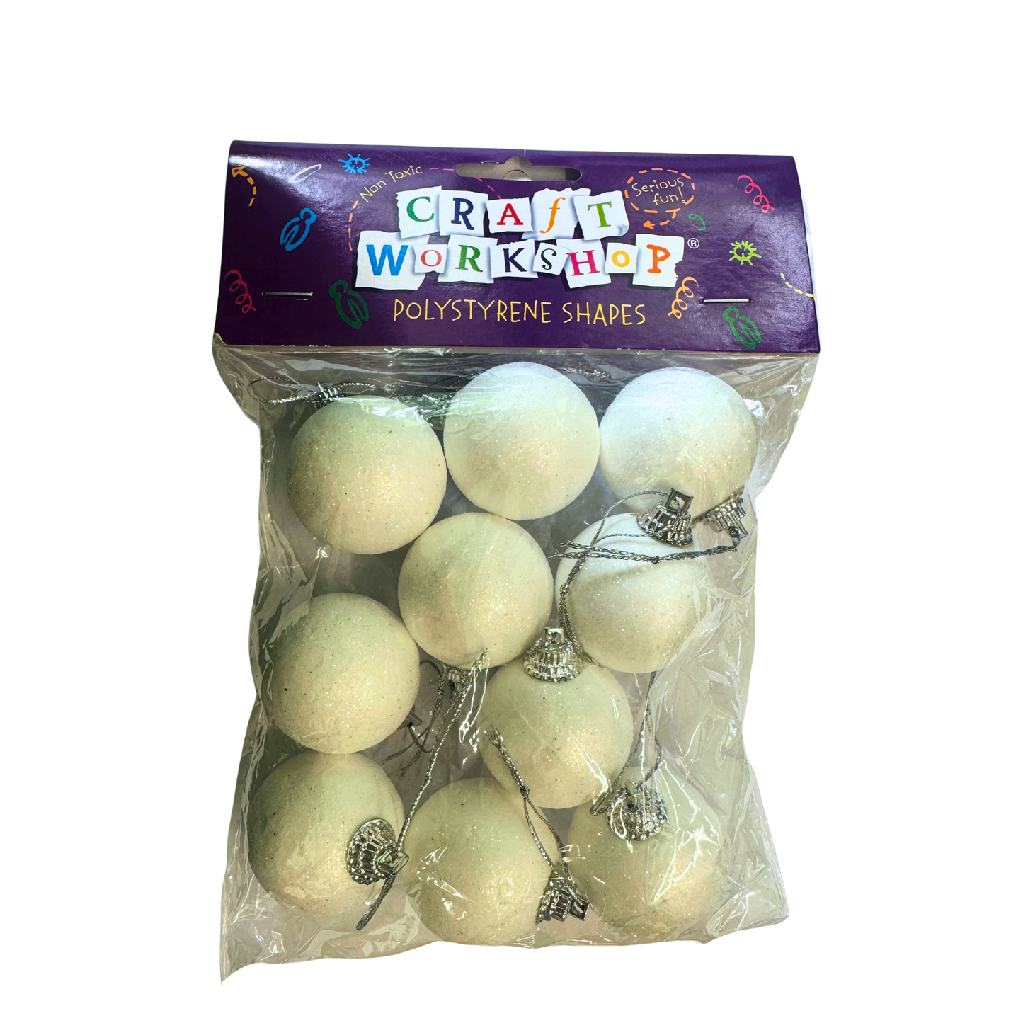 Glitter Polystyrene Bauble 40mm 10pcs