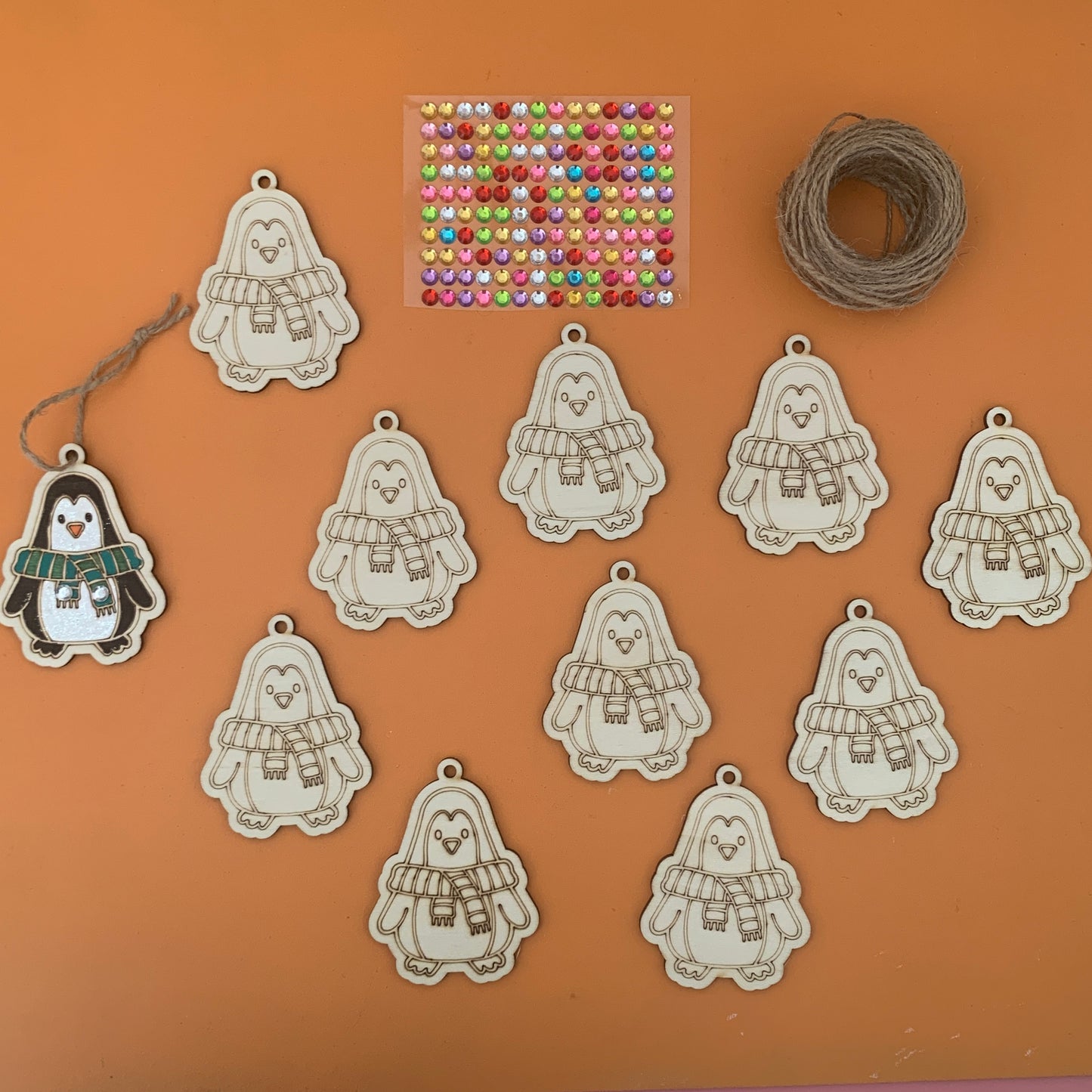 Set of 10 Christmas Penguin Decoration
