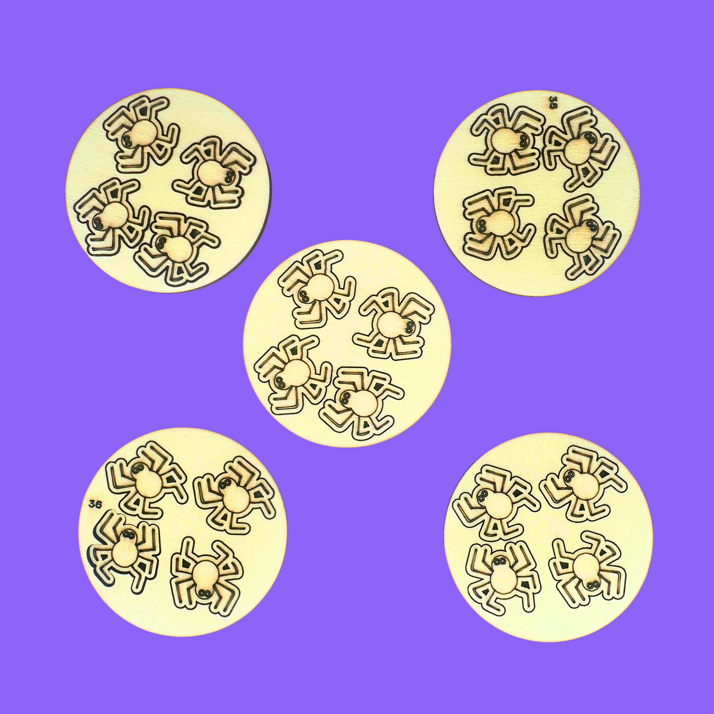 Mini Spider Wood Shapes 20pcs