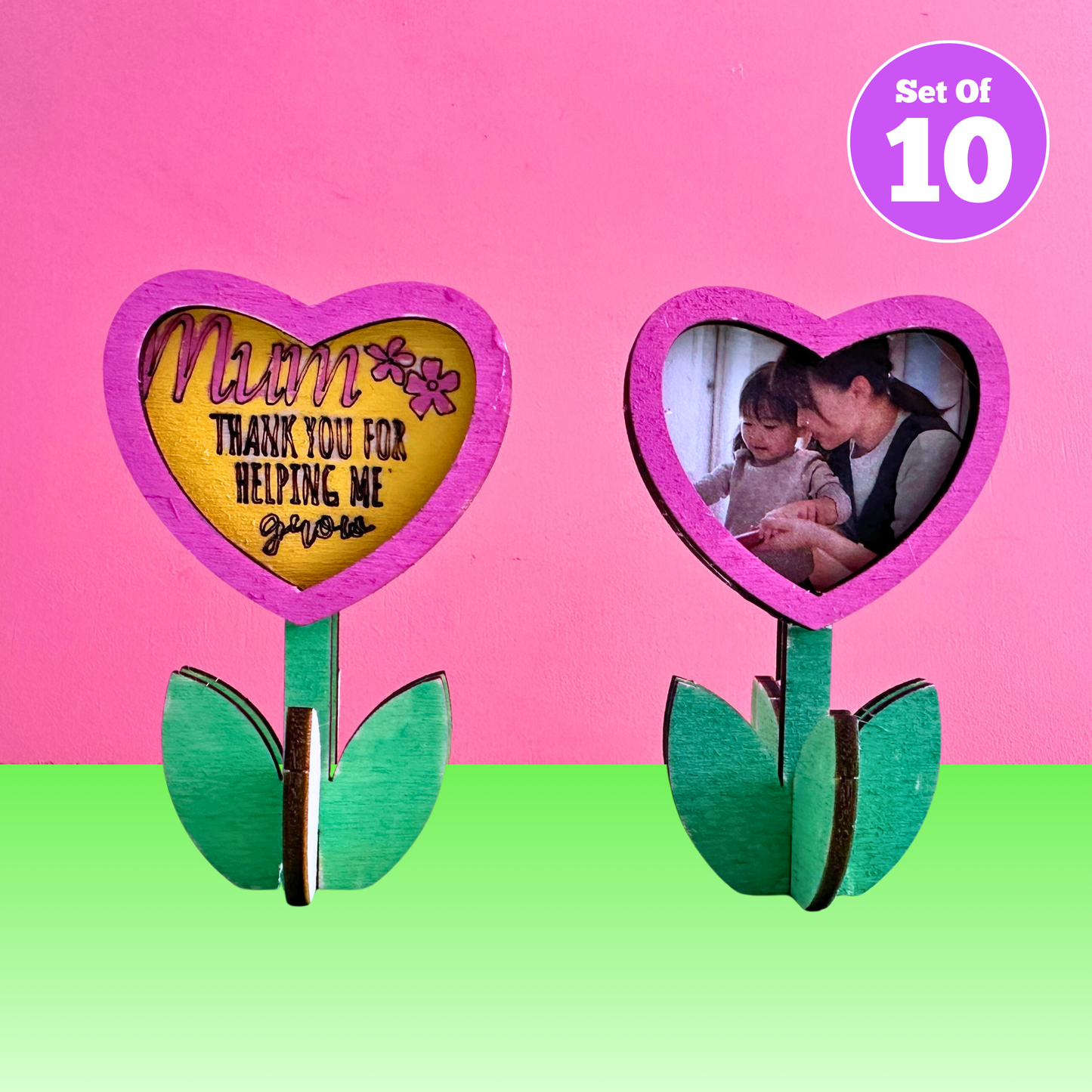 Set of 10 - Mother's Day Heart Flower Frame