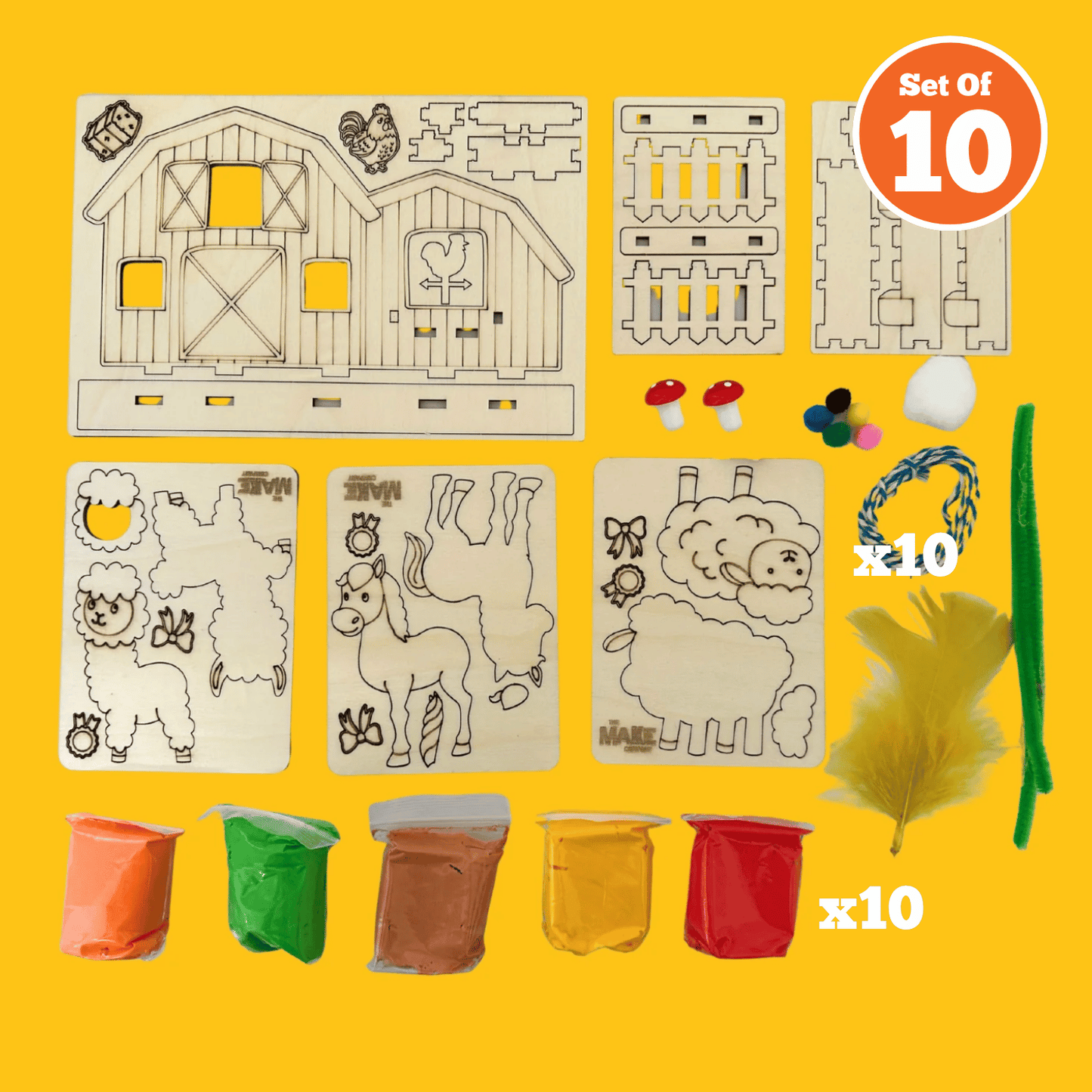 Set of 10 - Farmyard Playset