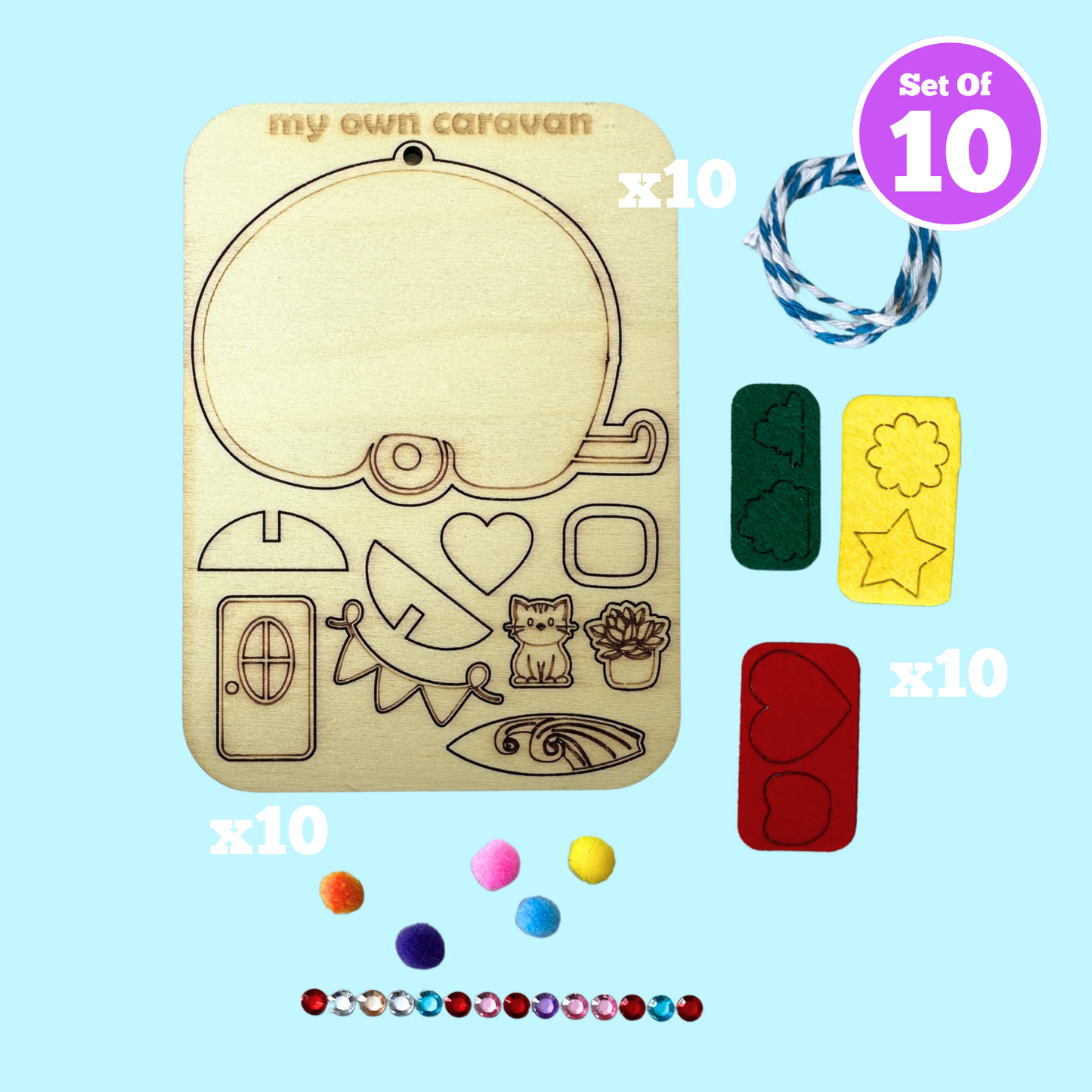 Set of 10 - Mini DIY Caravan