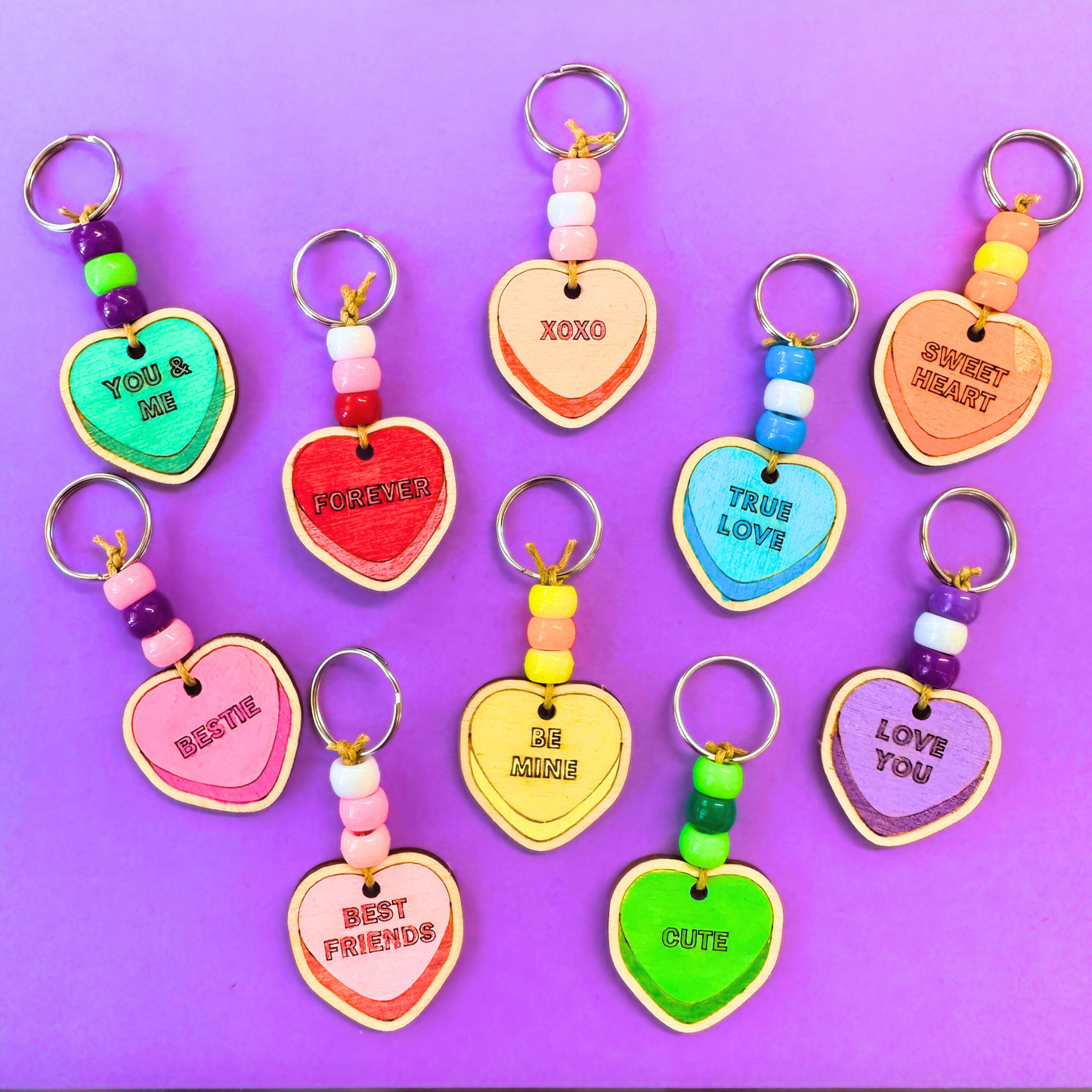 Set of 10 Valentine Heart Bag Charms