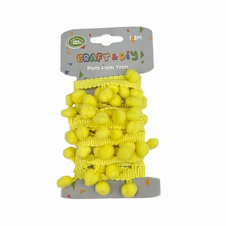Yellow Pom Pom Trim 1.8m