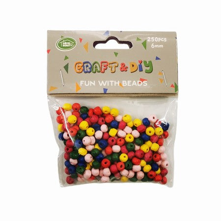 6mm wood colourful beads