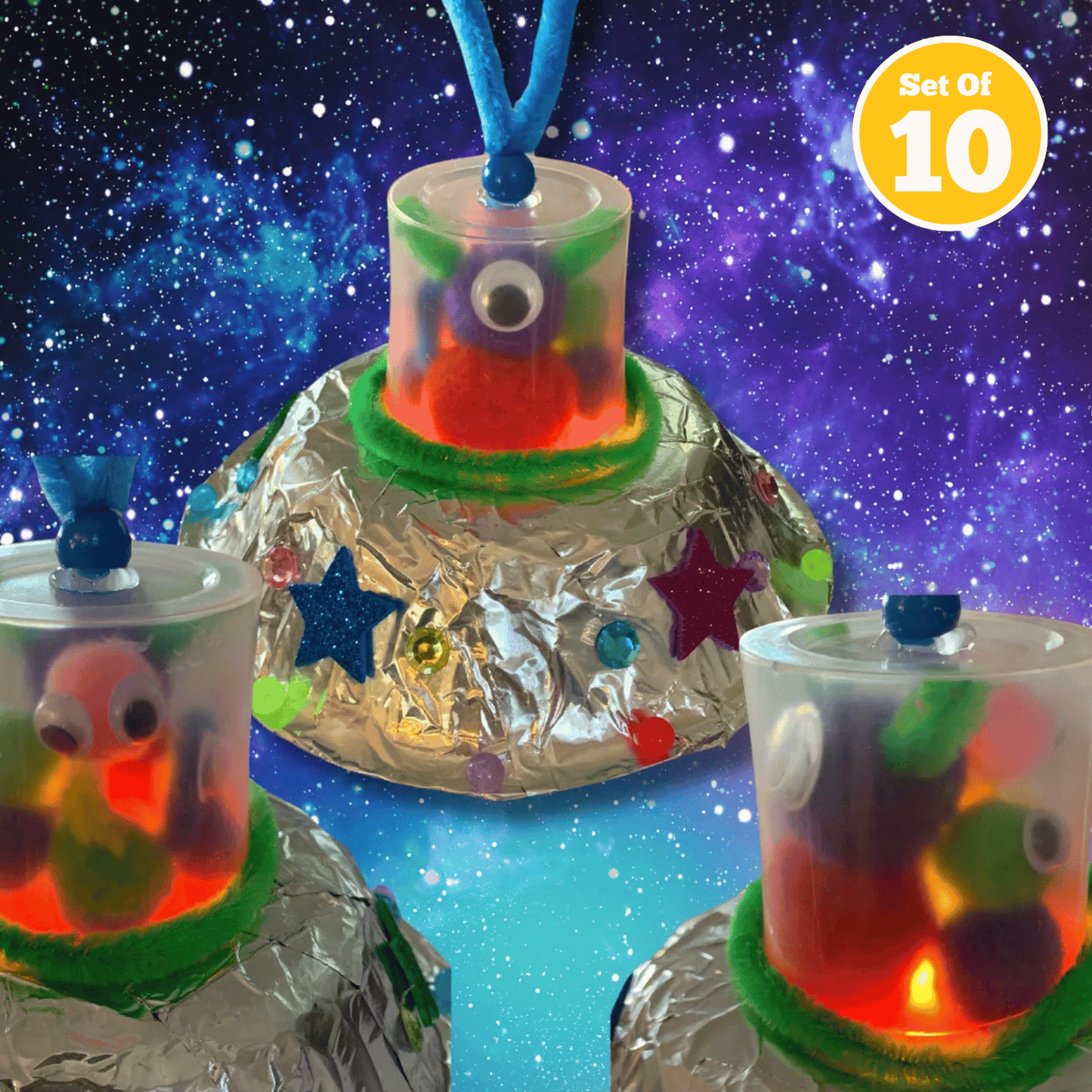 Set of 10 - Light Up UFO