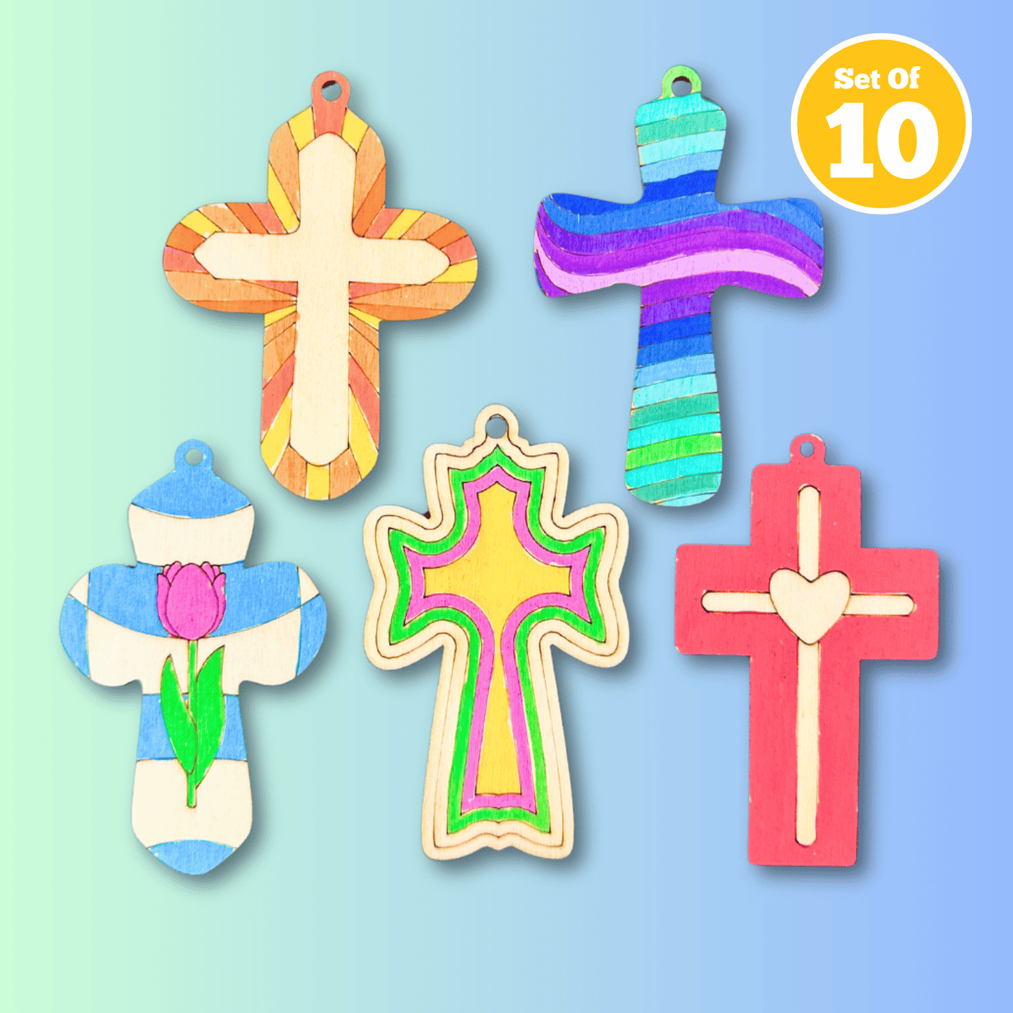 Set of 10 - Decorative Cross 10cm