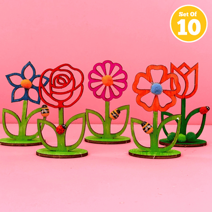 Set of 10 - Wood Flower