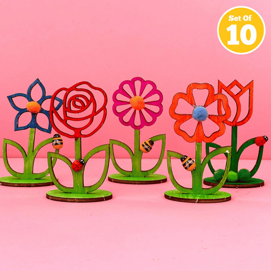 Set of 10 - Wood Flower