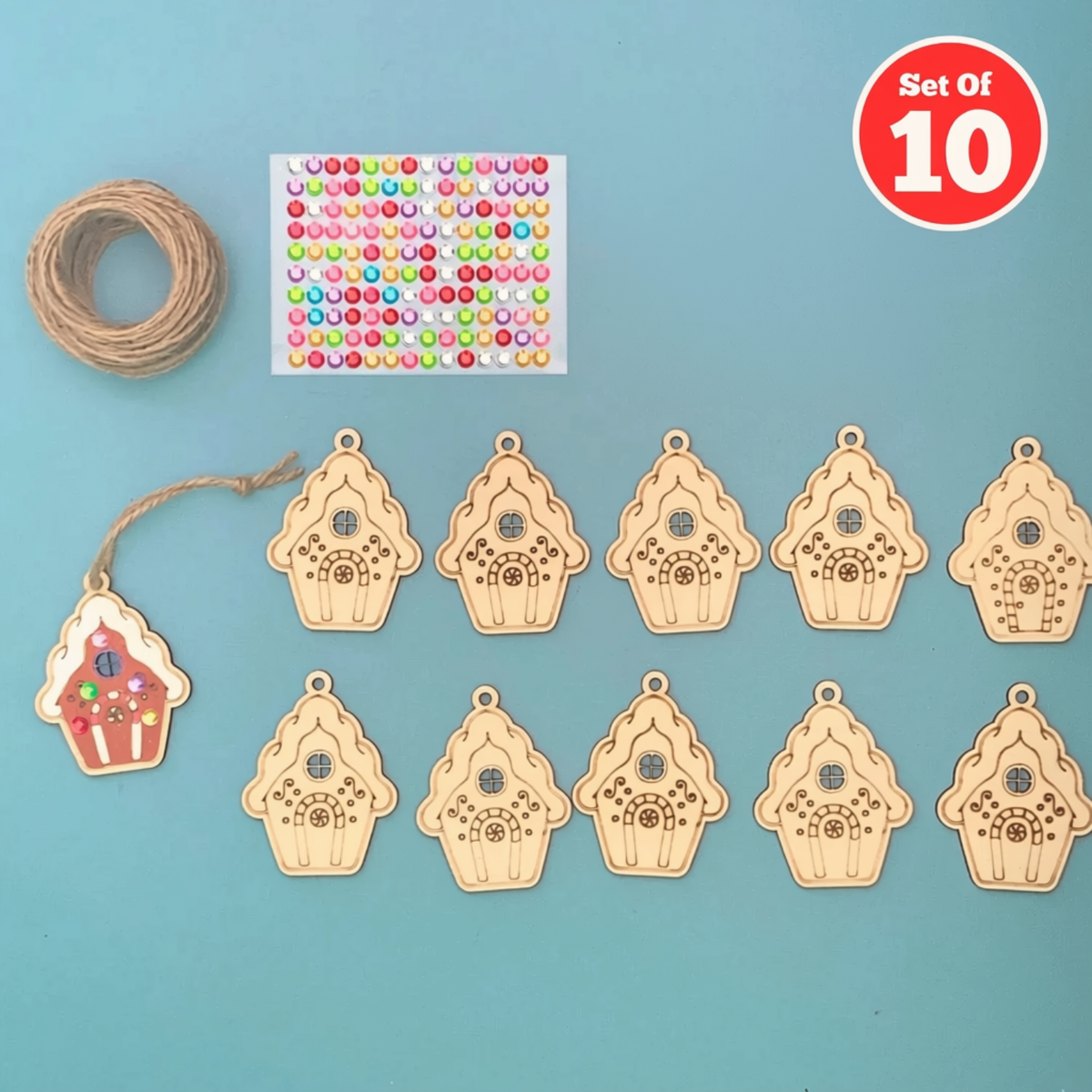 Set of 10 - Christmas Village House Decoration