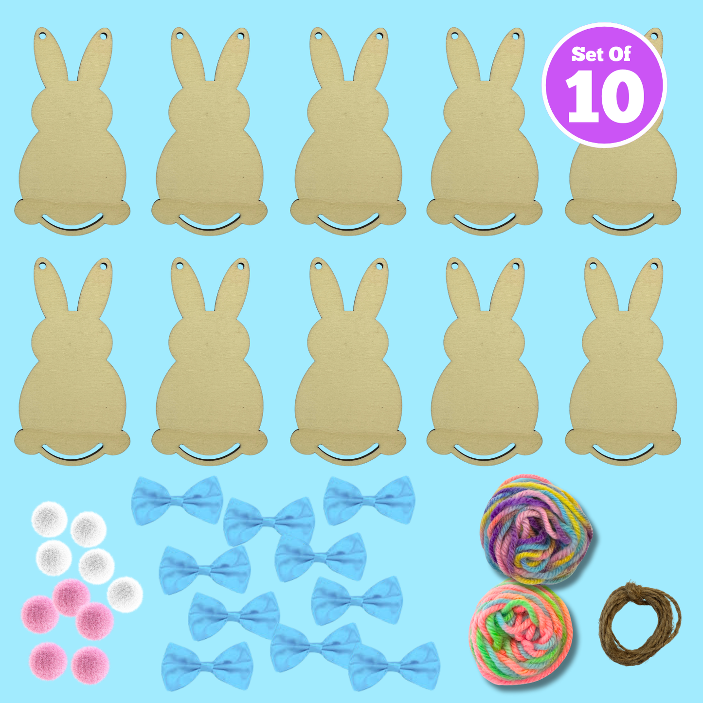 Set of 10 - Macrame Bunny