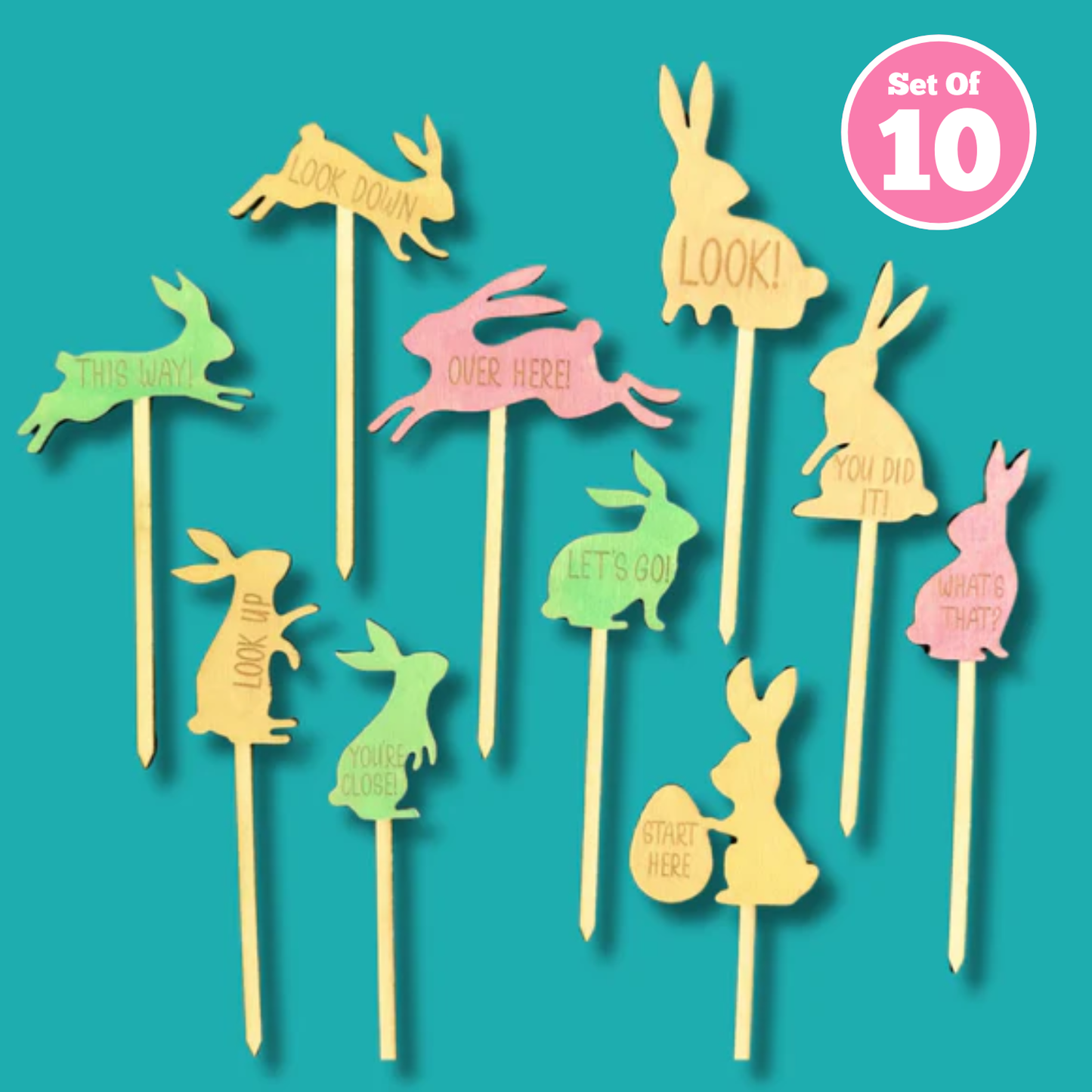 Set of 10 - Bunny Easter Egg Hunt Signs