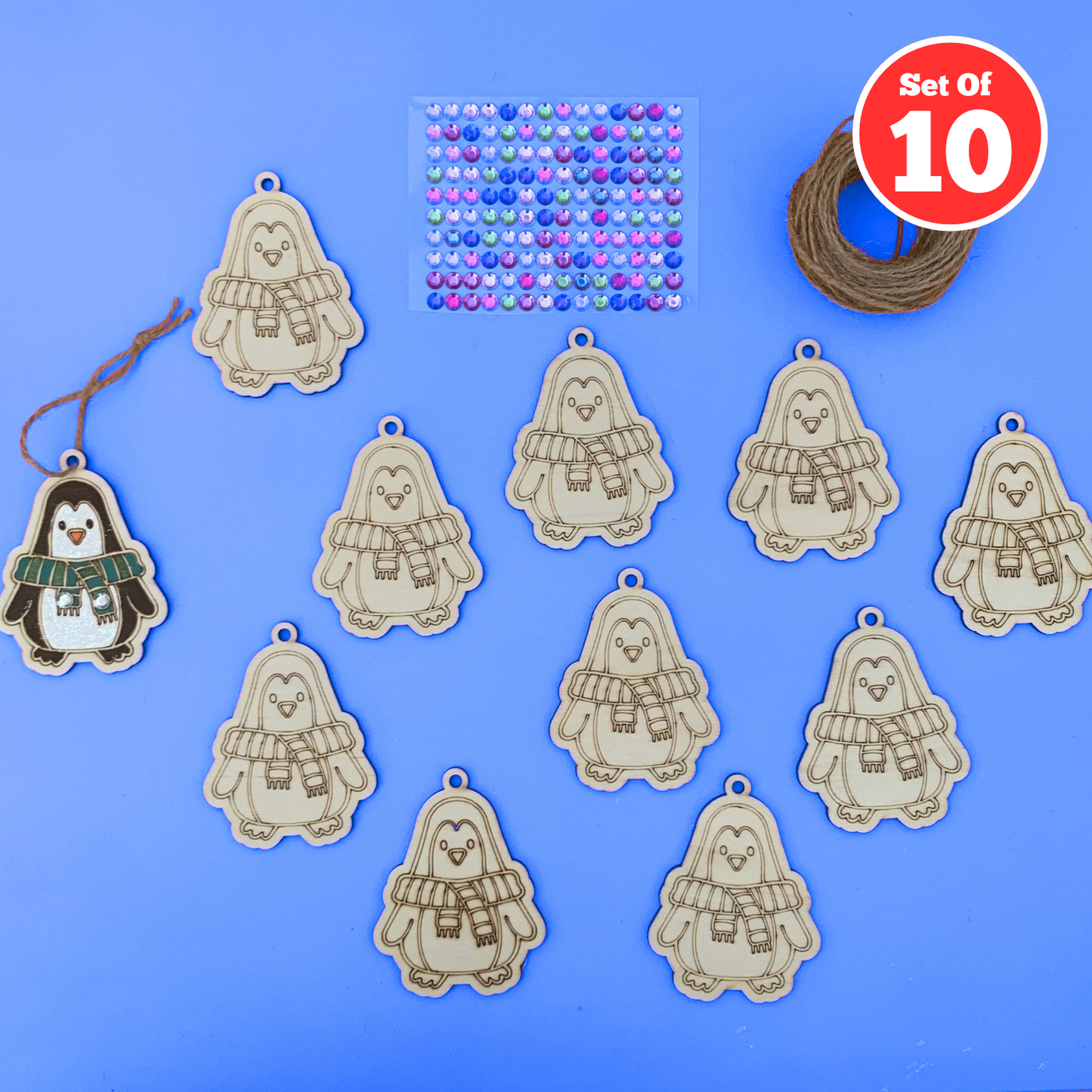 Set of 10 - Christmas Penguin Decoration