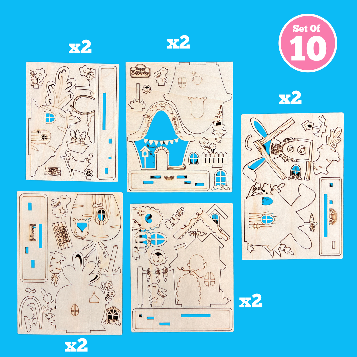 Set of 10 - Bunny Burrows