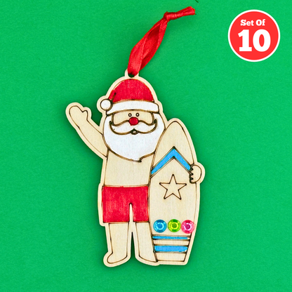 Set of 10 - Santa in Shorts Decoration