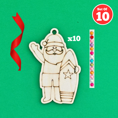 Set of 10 - Santa in Shorts Decoration