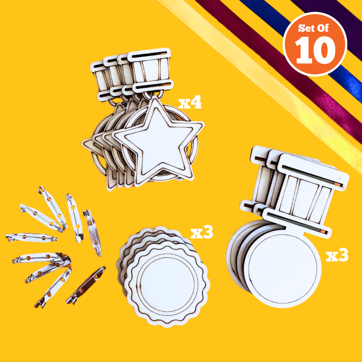 Set of 10 - Medal Brooches