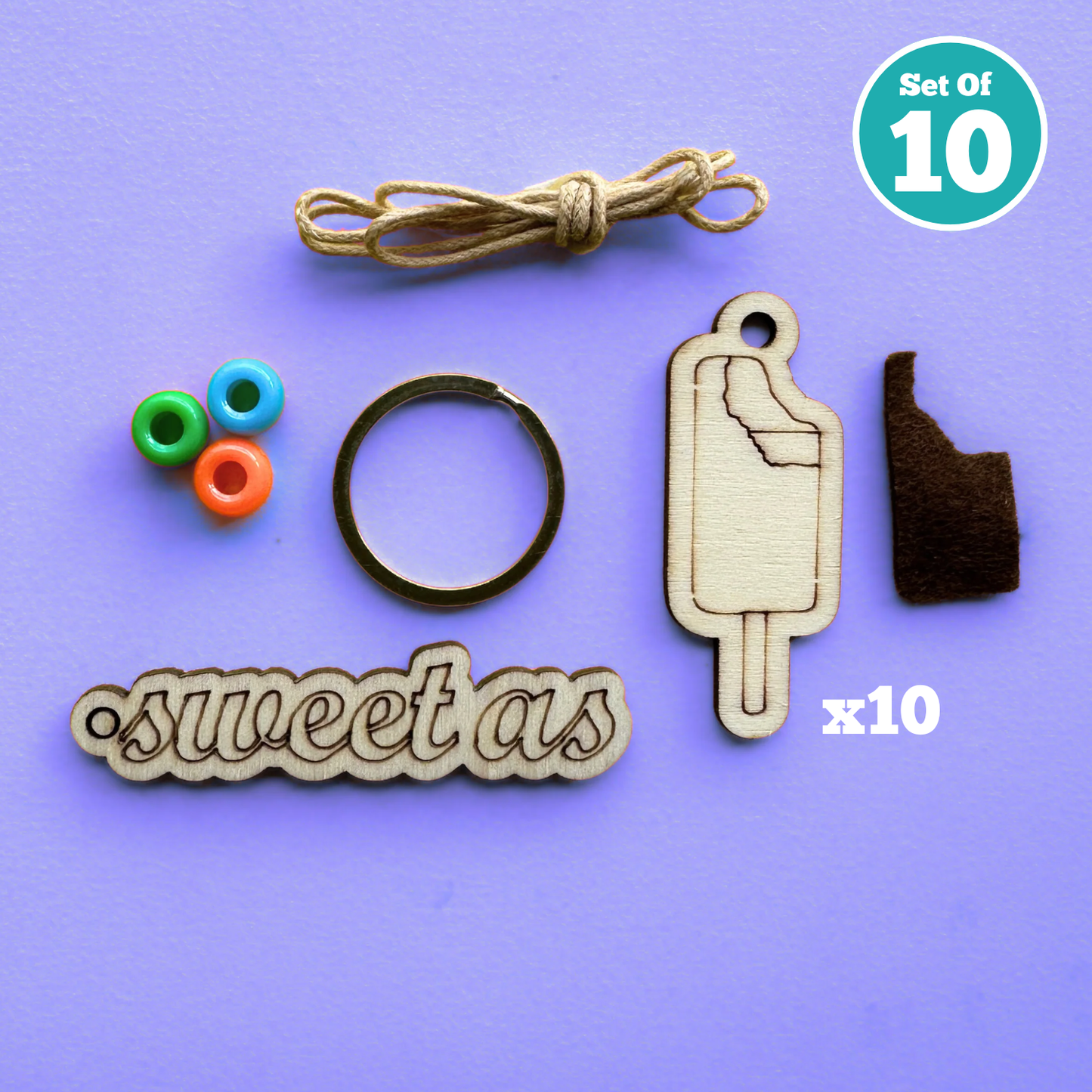 Set of 10 - Sweet As Keyring