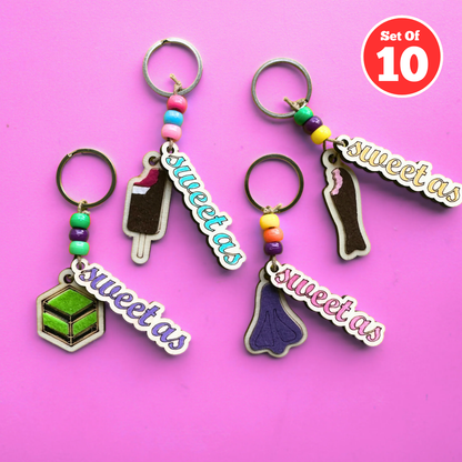 Set of 10 - Sweet As Keyring