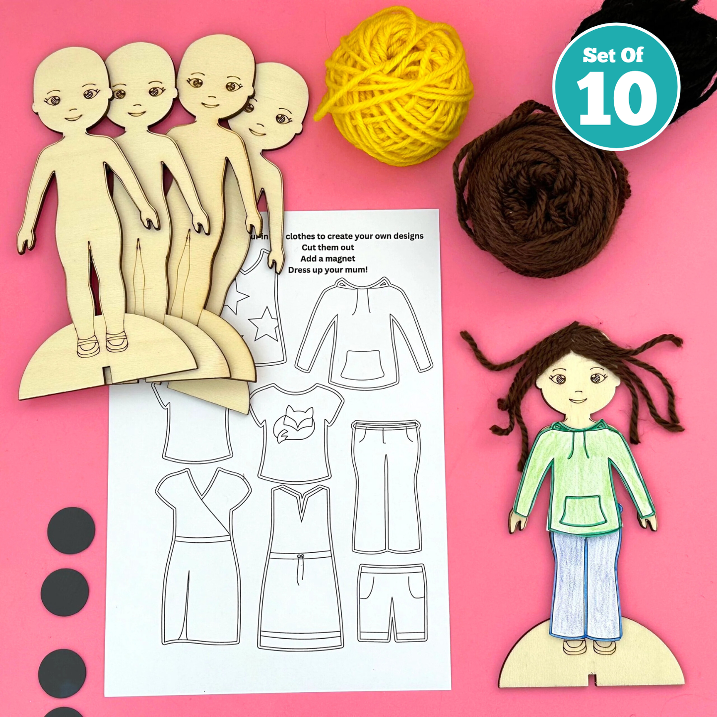 Set of 10 - Dress Up Mum Magnet
