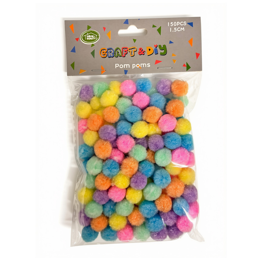 15mm mixed pom poms pastel