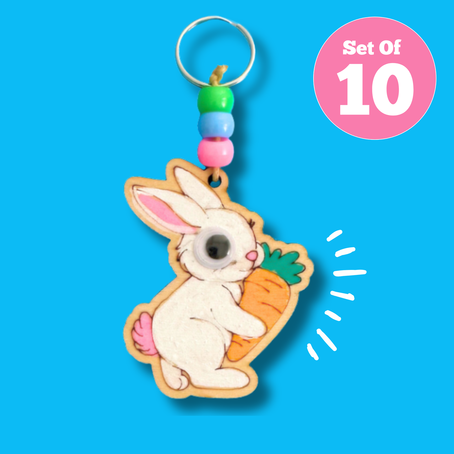 Set of 10 - Easter Bunny Keyring