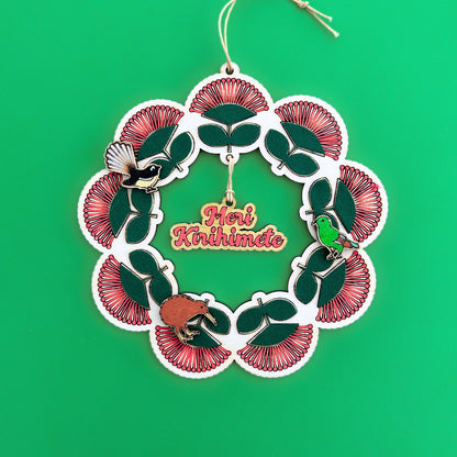 Set of 10 - Pohutukawa Christmas Wreath