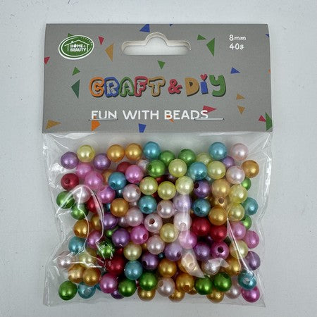 Bright Coloured Pearl Beads 8mm