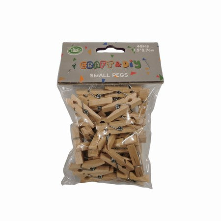 Small Wood Pegs 40pc (3.5cm)