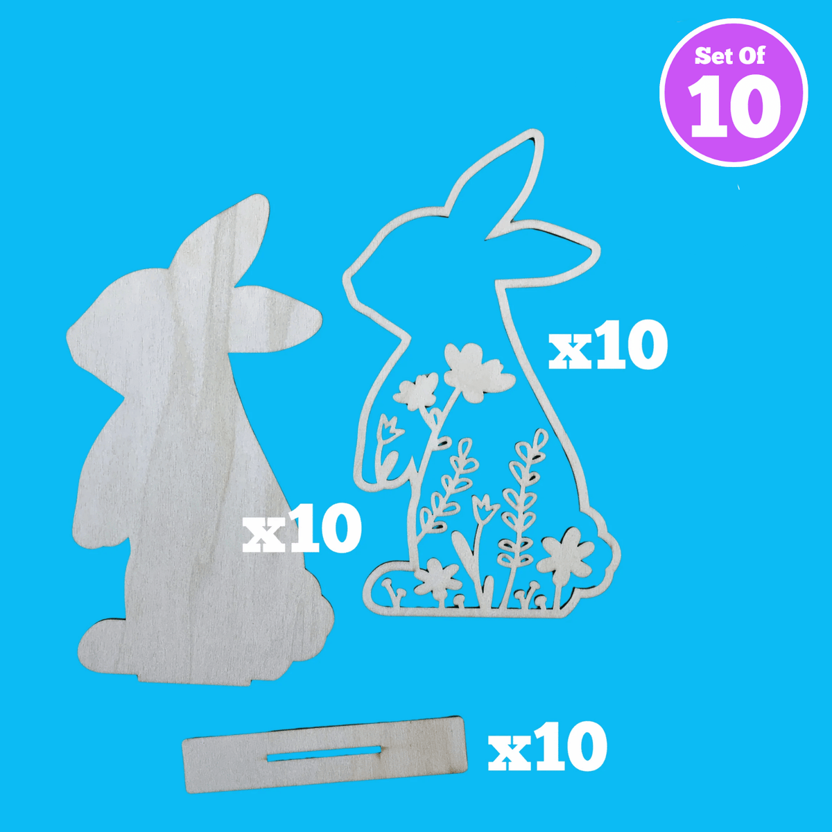 Set of 10 - Silhouette Bunny