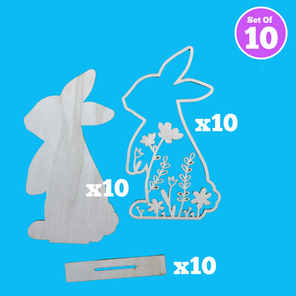 Set of 10 - Silhouette Bunny