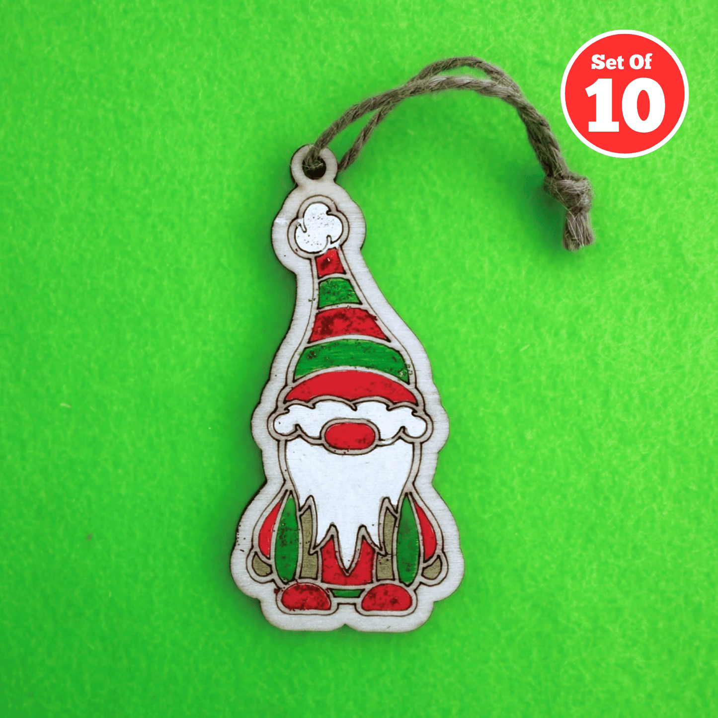 Set of 10 - Gnome Christmas Decoration