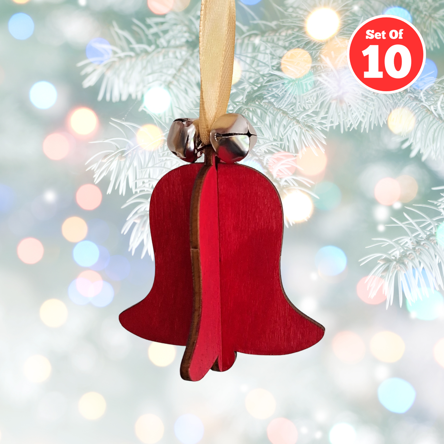 Set of 10 - 3D Wooden Bell