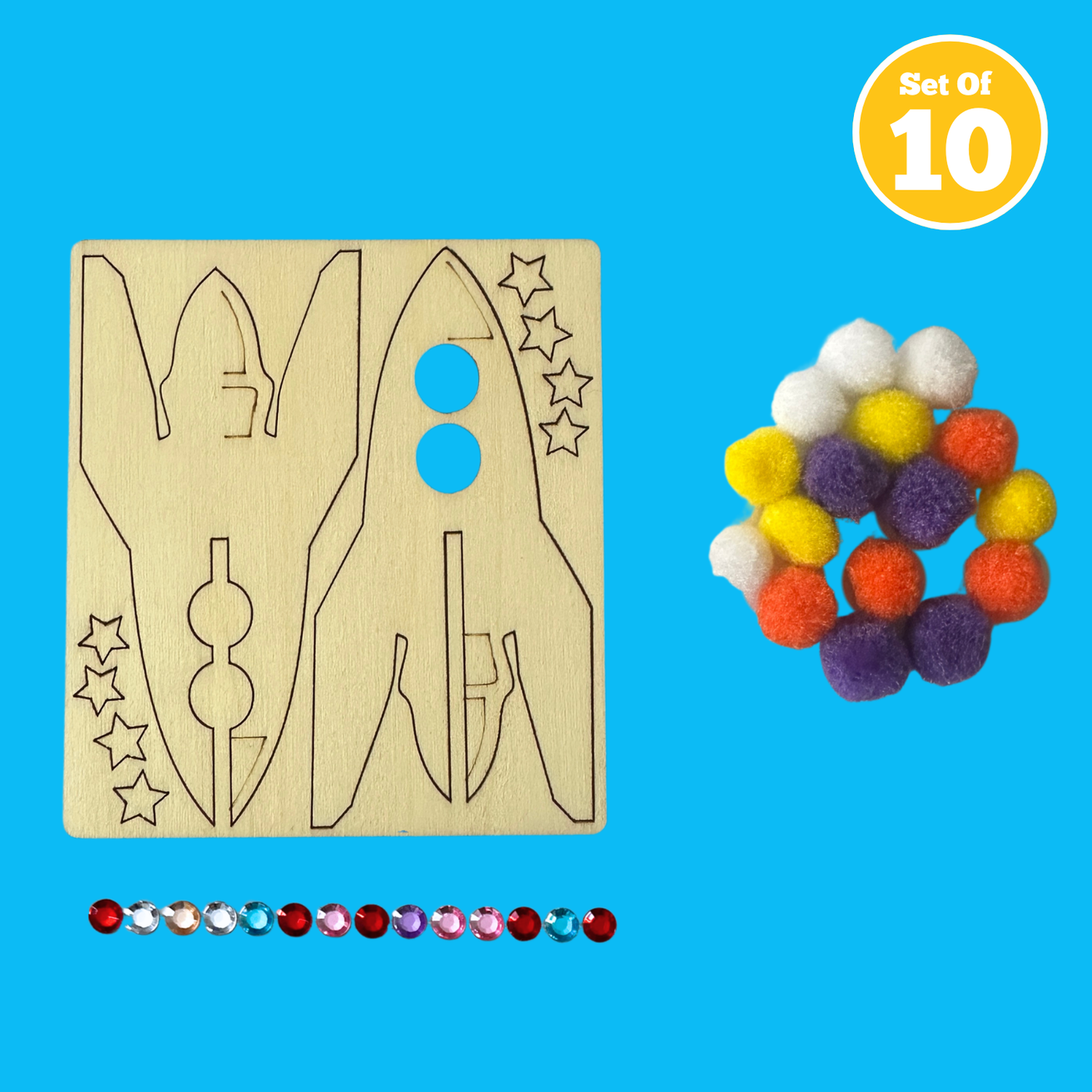 Set of 10 - 3D Rocket Ship