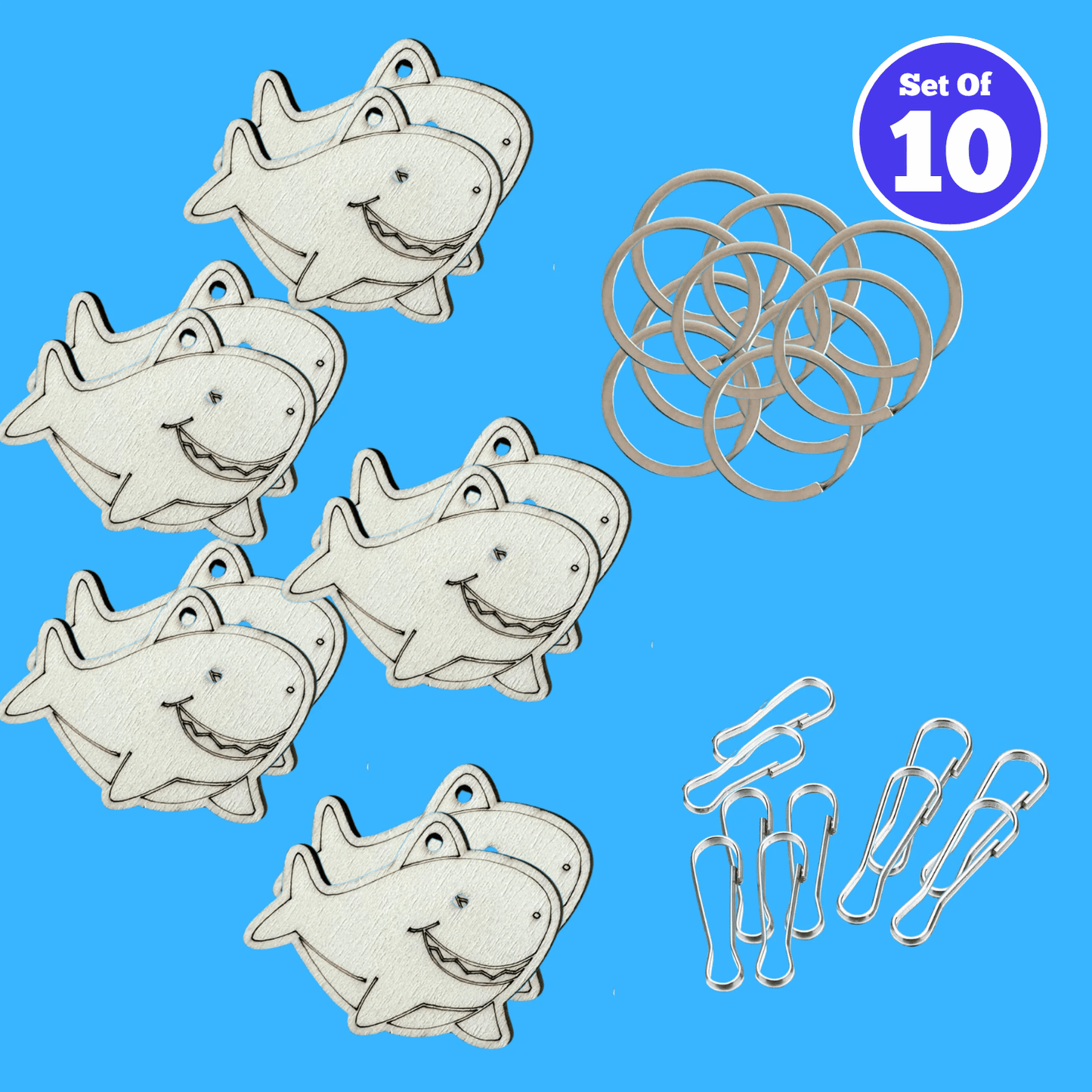 Set of 10 - Shark Bag Charm