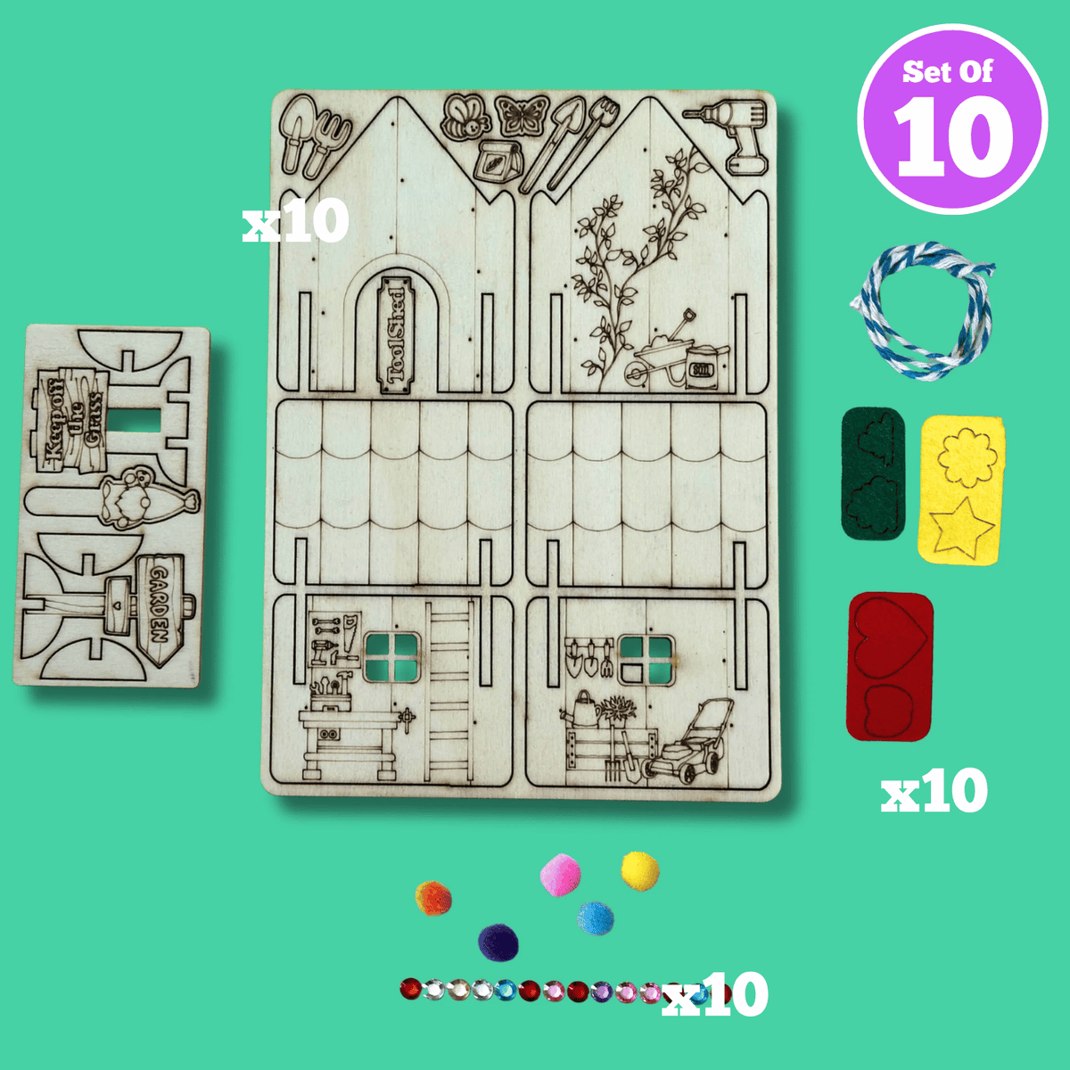 Set of 10 - Garden Shed