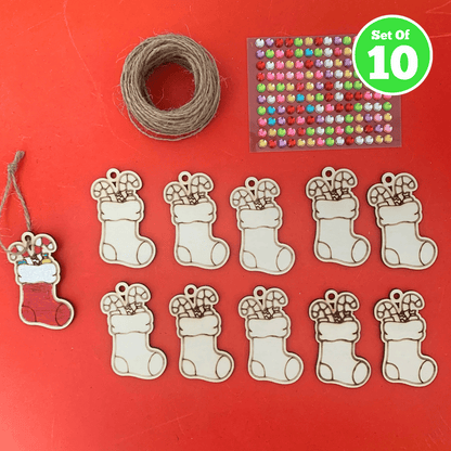 Set of 10 Santa Stocking Christmas Decoration